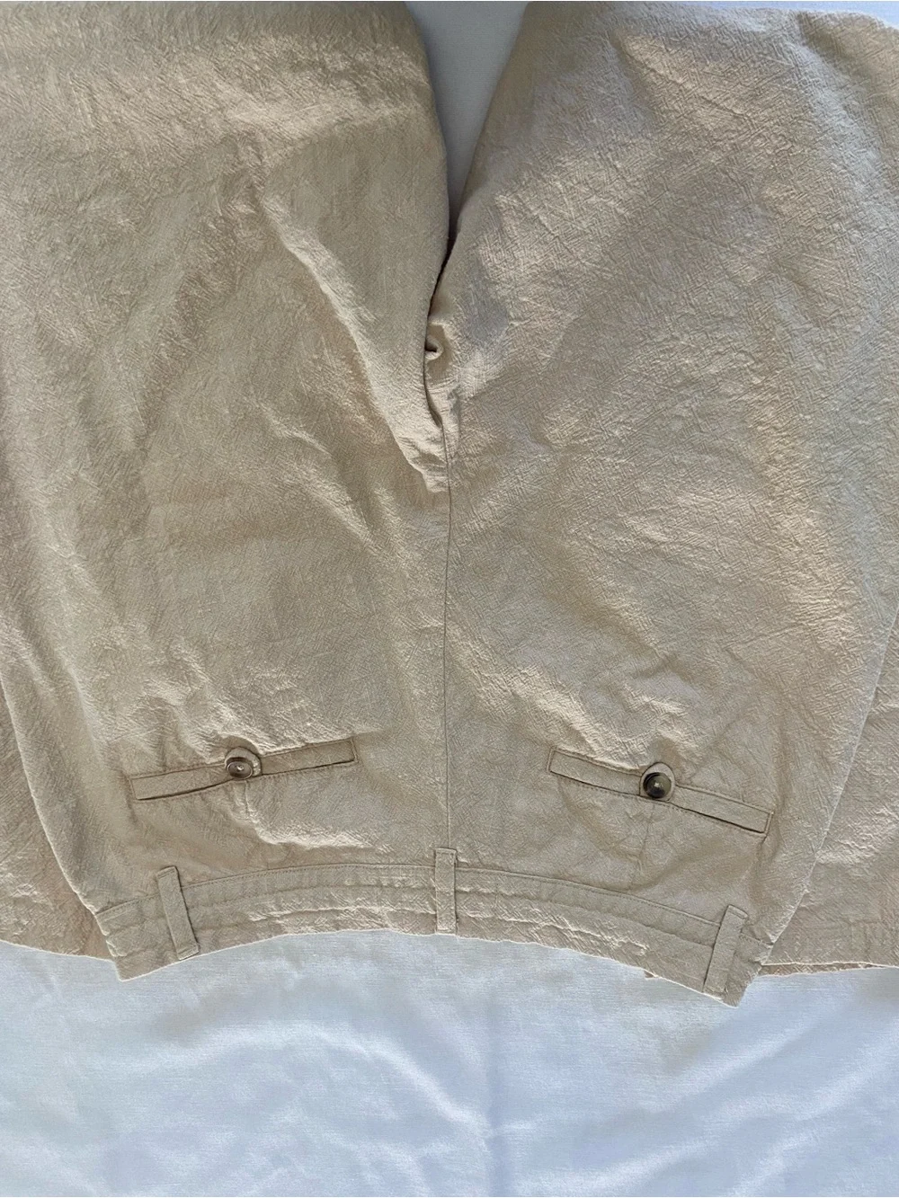 Men’s Beotyshow Beige Drawstring Linen-Blend Pants